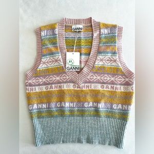 Ganni Multicolor V-Neck Vest (NEW)